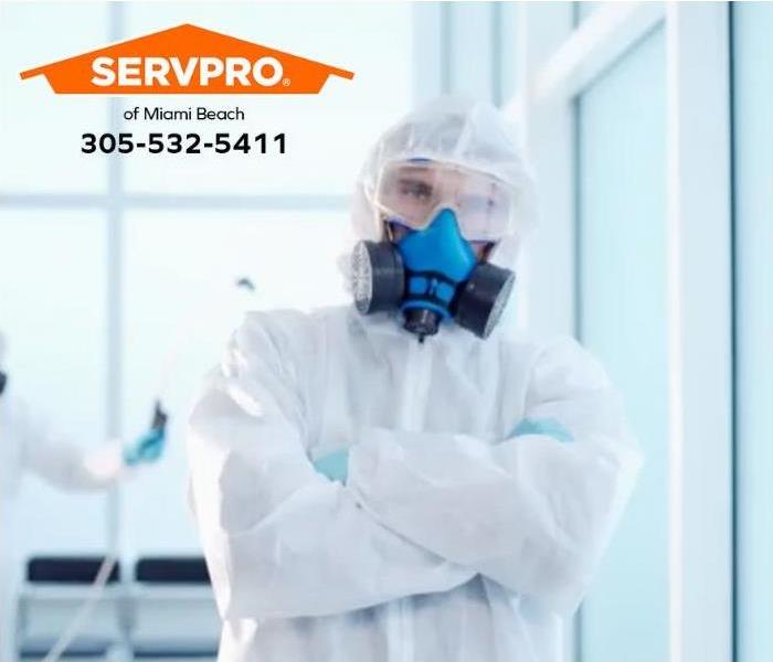A commercial business is undergoing mold remediation services.